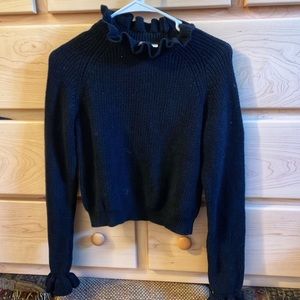 H&M Divided Black Ruffled Sweater Size XS